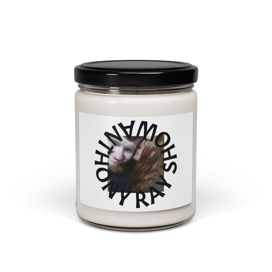 Custom Photo Scented Soy Candle in Glass Jar with Black Lid