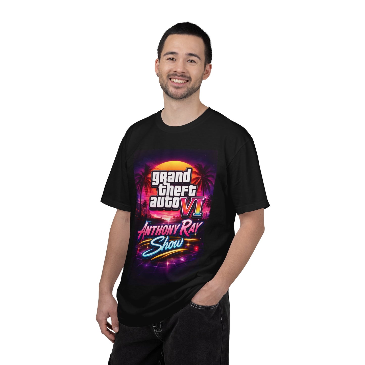 Grand Theft Auto VI Anthony Ray Show T-Shirt — Retro Neon Gaming Tee