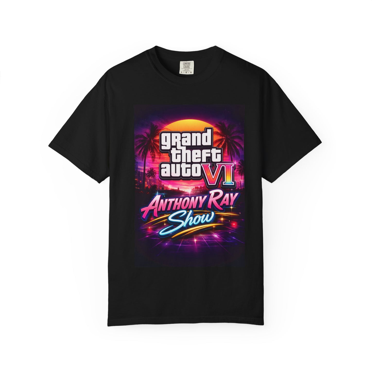 Grand Theft Auto VI Anthony Ray Show T-Shirt — Retro Neon Gaming Tee